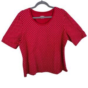 Country Store Red White Polka Dot Cotton Short Sleeve T-Shirt Size XL